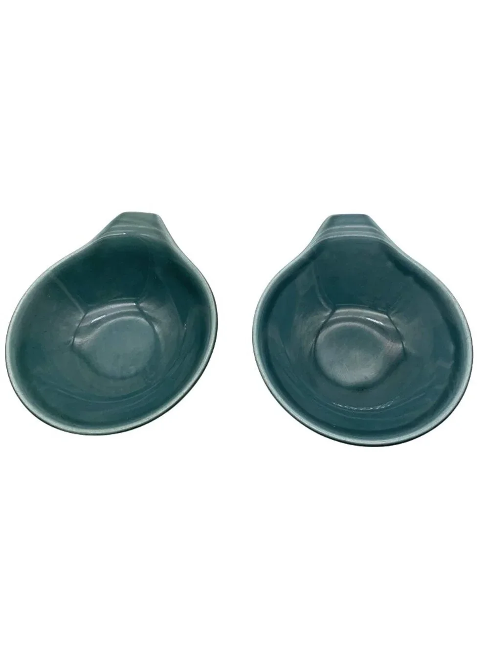 Russel Wright Steubenville American Modern Seafoam Blue Lug Soup Bowls Set 2